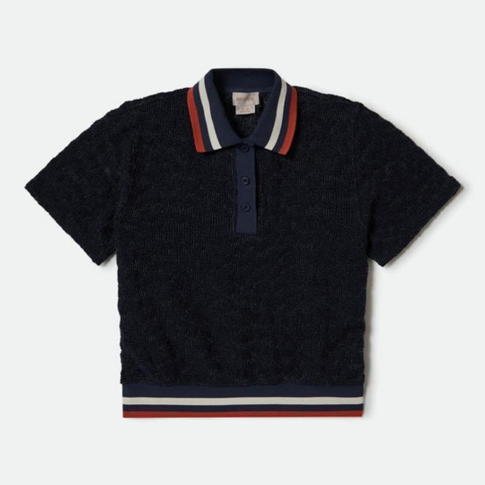 Navy Textured Polo Shirt